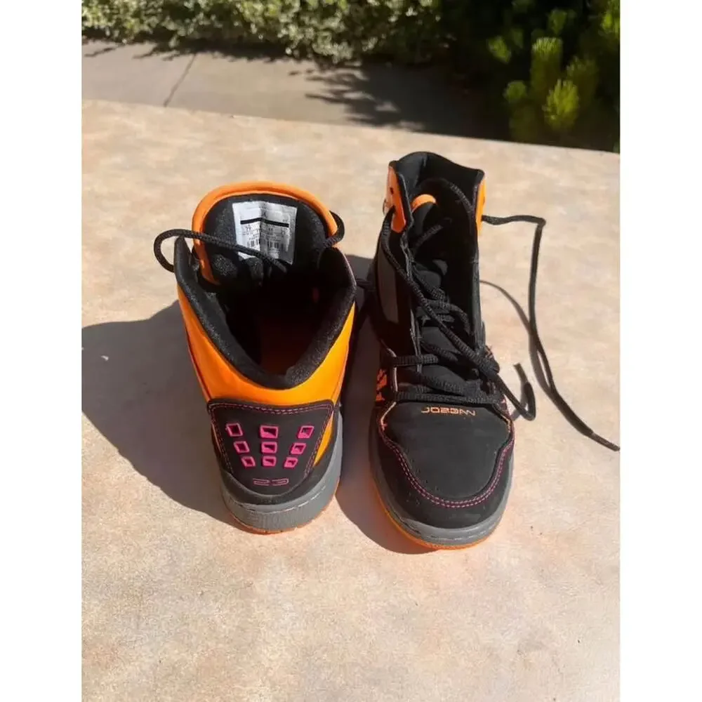 Nike Air Jordan 1 Flight 3 Black Orange Basketball Shoes Youth Size 7Y